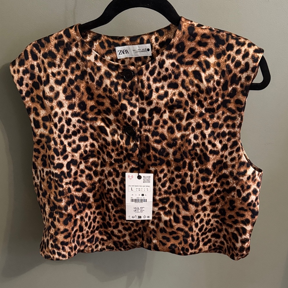 Zara Animal Print Sleeveless Blouse